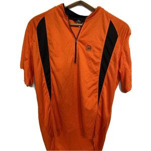 Mens Canari Size Large Orange Short Sleeve 1/4 Zip Top